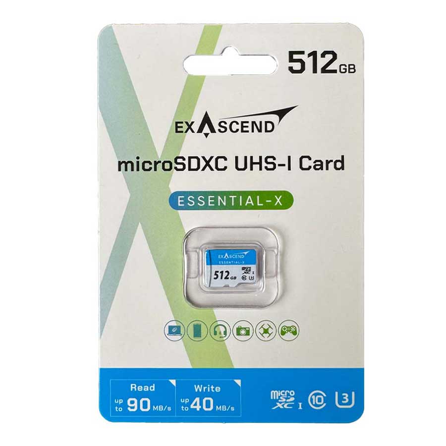 کارت حافظه MicroSDXC اگزاسند مدل Essential-X UHS-I U3 V10 512GB 90MB/s