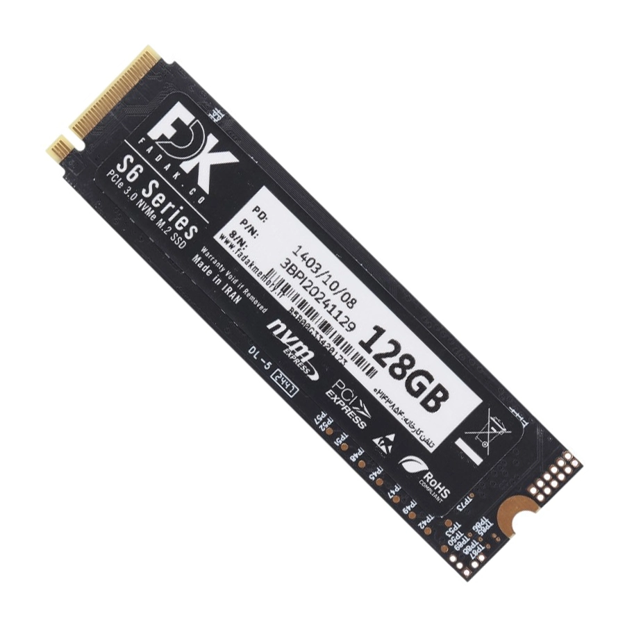اس اس دی 128 گیگابایت فدک مدل S6 NVME M.2 2280 PCIe 3.0 NVMe