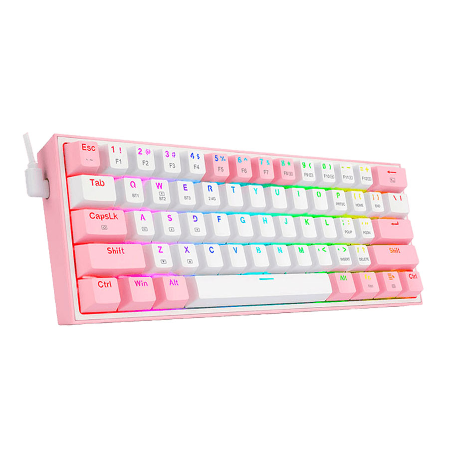 کیبورد گیمینگ بیسیم ردراگون مدل Fizz PRO K616 RGB White Pink