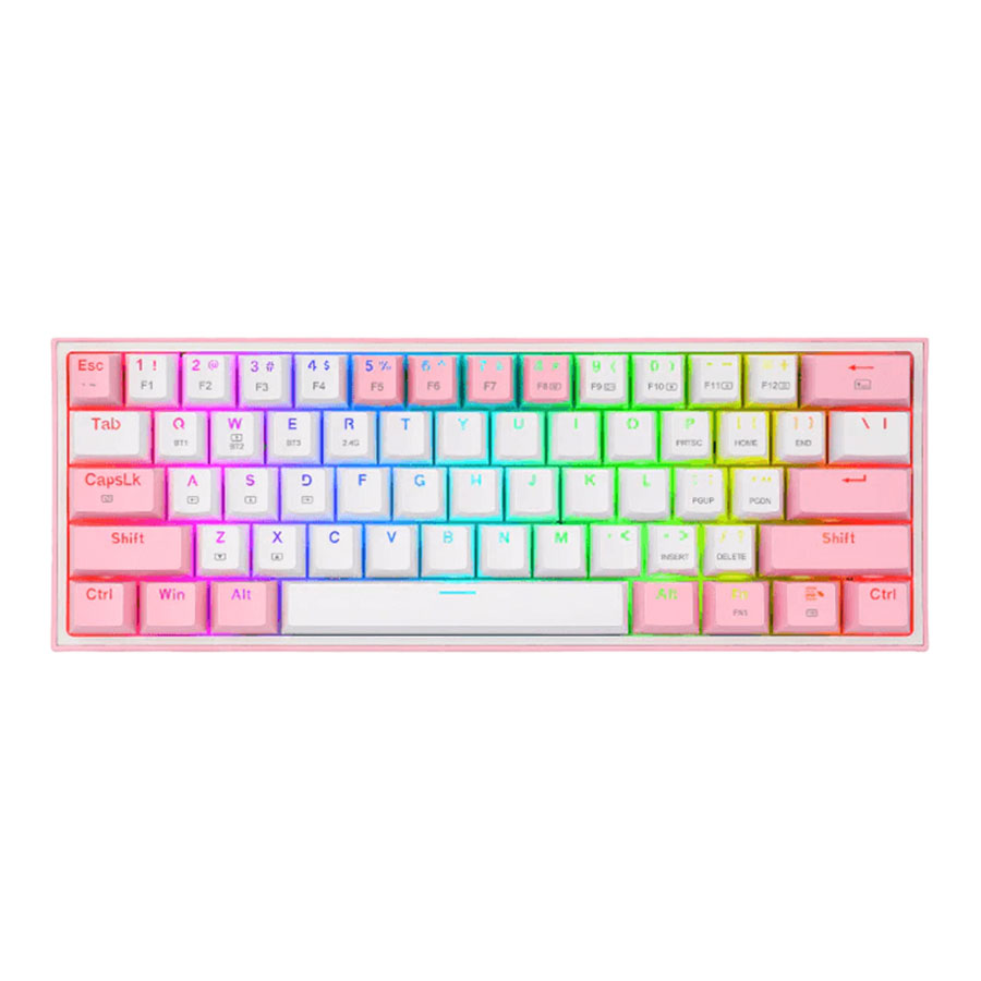 کیبورد گیمینگ بیسیم ردراگون مدل Fizz PRO K616 RGB White Pink