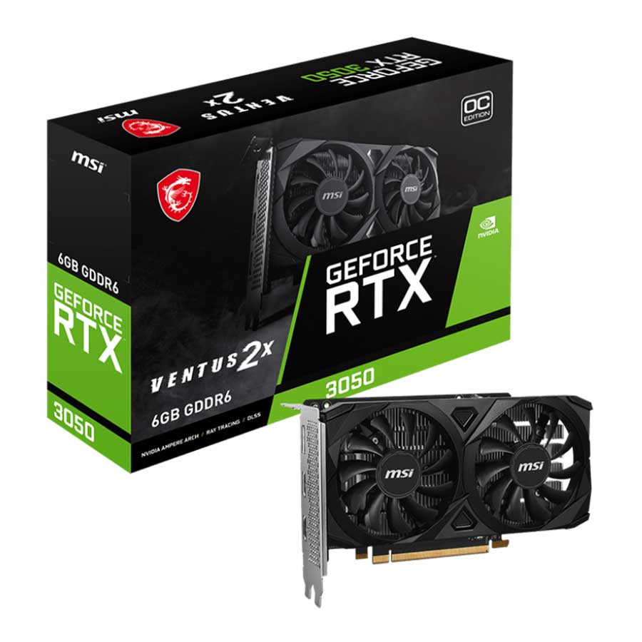 کارت گرافیک ام اس آی مدل GeForce RTX 3050 VENTUS 2X E 6G OC GDDR6