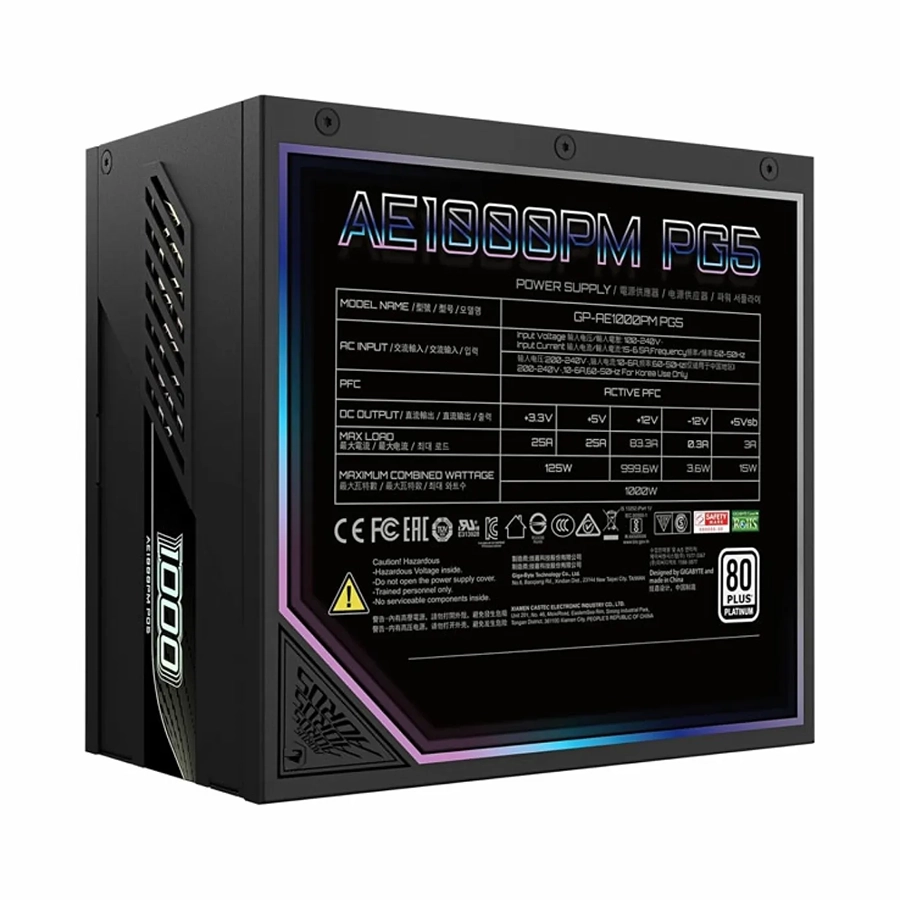 پاور کامپیوتر 1000 وات تمام ماژولار گیگابایت مدل AORUS ELITE Platinum