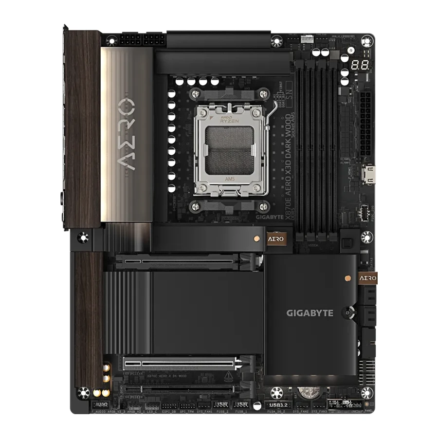 Gigabyte X870E AERO X3D DARK WOOD WIFI7 DDR5 ATX AM5 Motherboard مادربرد گیگابایت