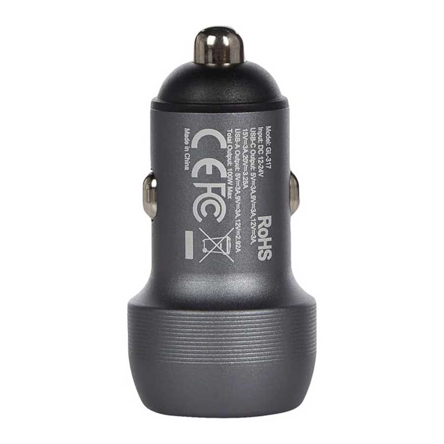 شارژر فندکی 2 پورت گرین لاین مدل GN100WPDQTCGY 100W