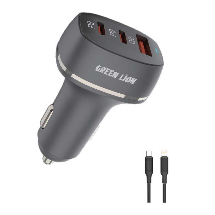 شارژر فندکی 3 پورت گرین لاین مدل GN2PD1QCLCCBK 50W