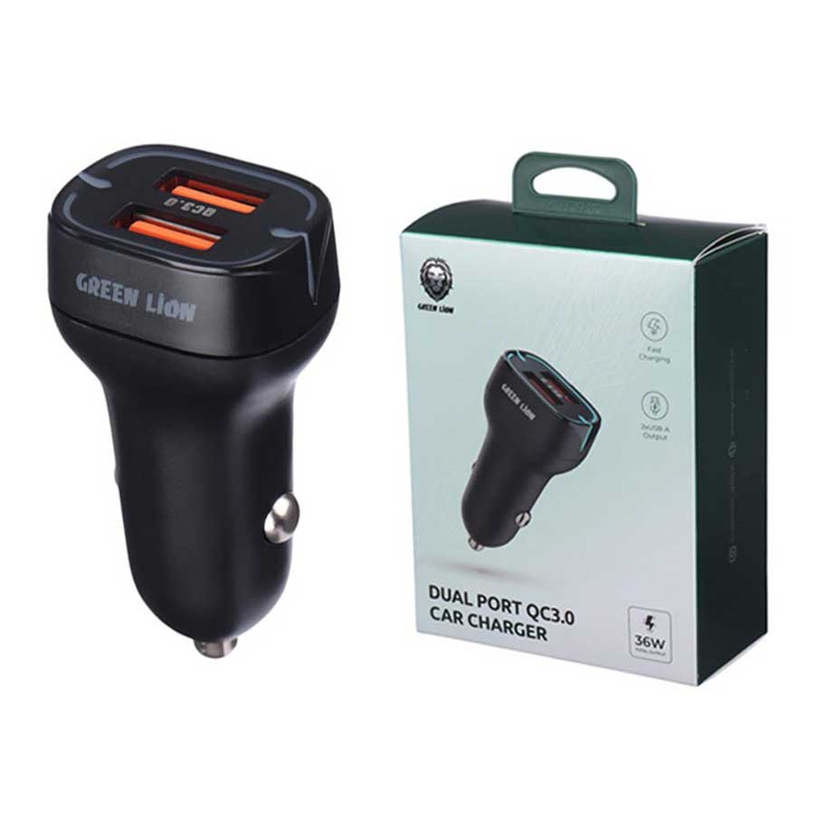 شارژر فندکی 2 پورت گرین لاین مدل GN36WQC3BK 36W