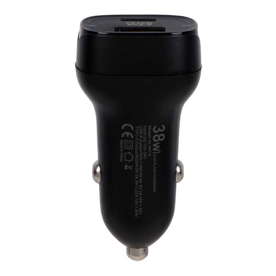 شارژر فندکی 2 پورت گرین لاین مدل GN38WPCTCCCBK 38W