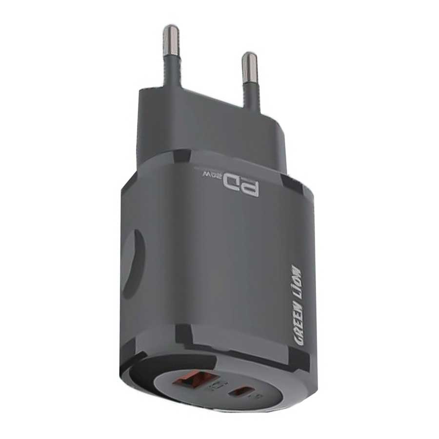 شارژر دیواری 2 پورت گرین لاین مدل GNPDQCEUWCLBK 20W