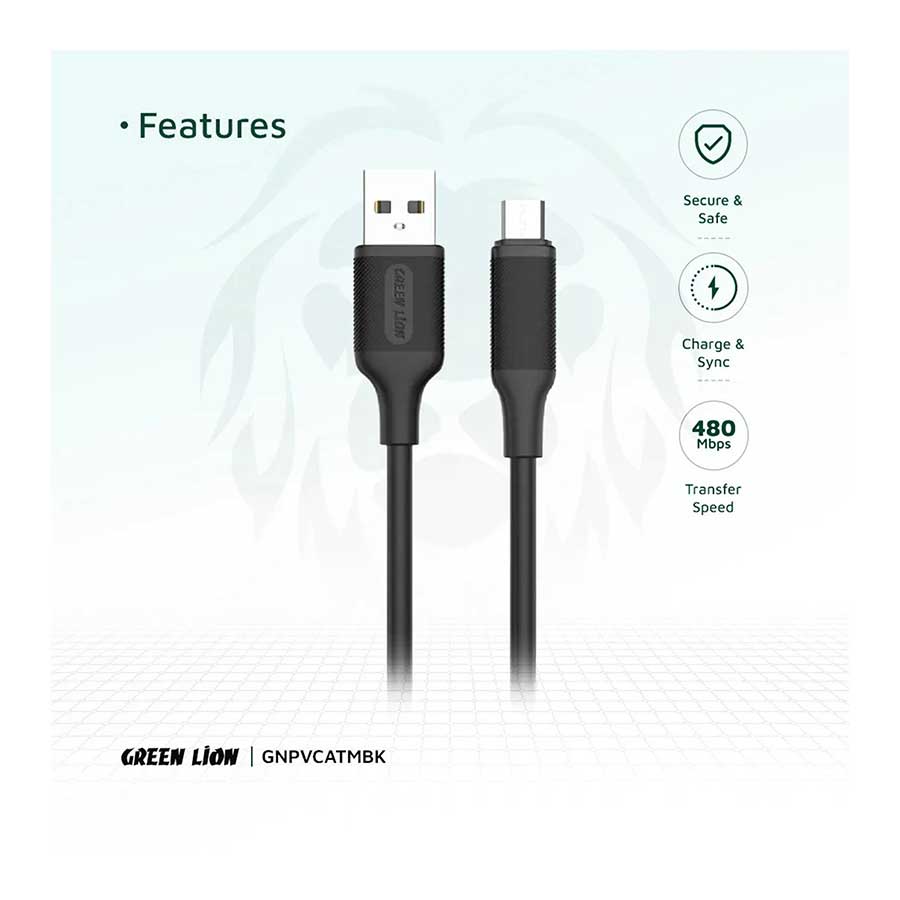 کابل 1 متری تبدیل USB به MicroUSB گرین لاین مدل GNPVCATMBK