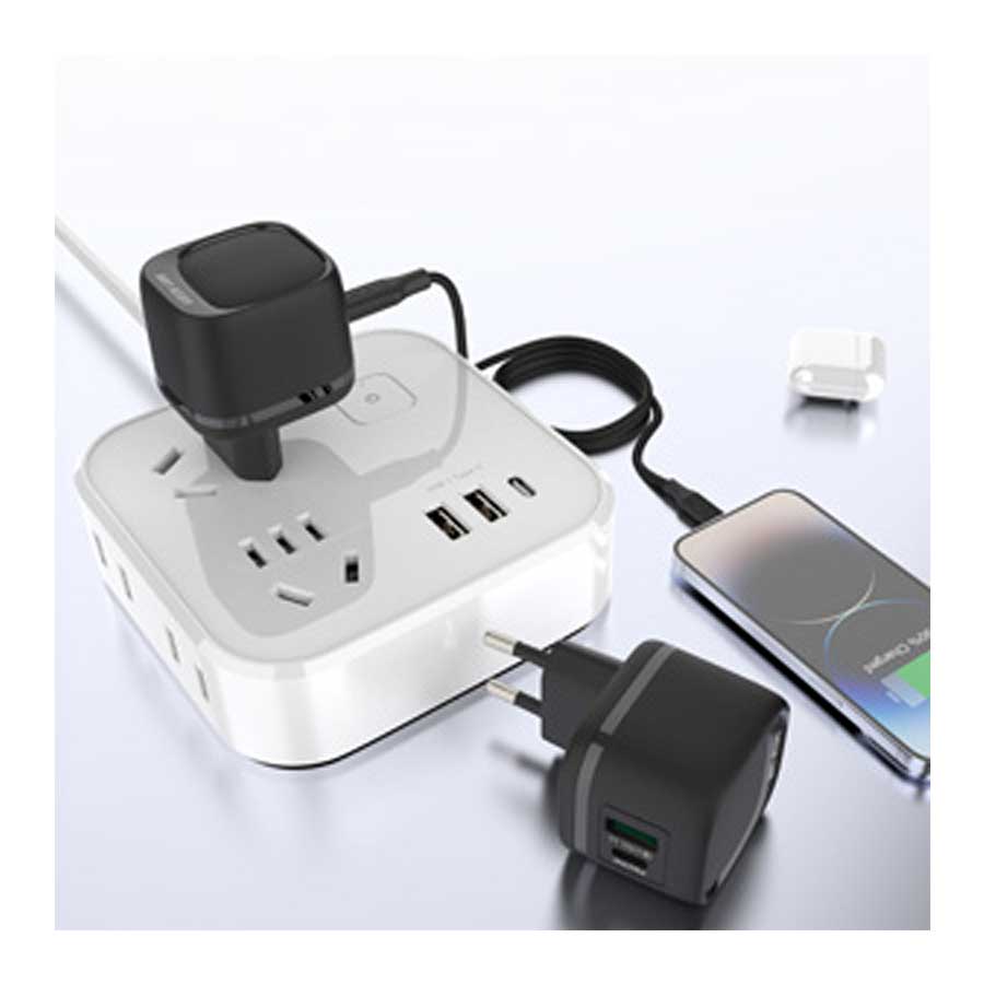 شارژر دیواری 2 پورت گرین لاین مدل GNPDQ2ECLWCBK 20W