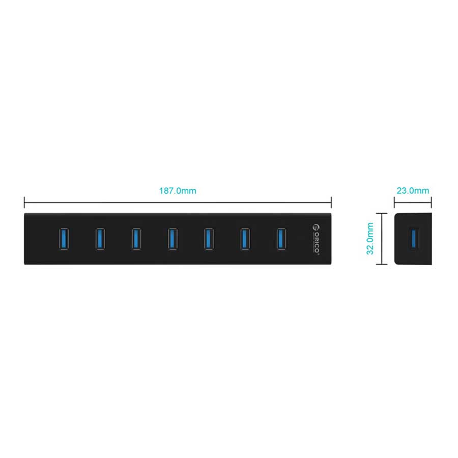 هاب USB 3.0 هفت پورت اوریکو مدل H7013-U3-AD-EU-BK-BP