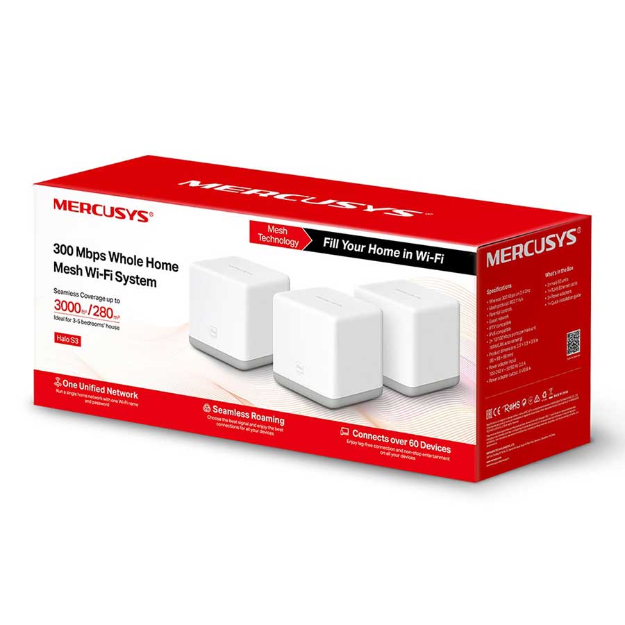 گسترش دهنده بیسیم خانگی 300Mbps مرکوسیس مدل Halo S3 (3-Pack)