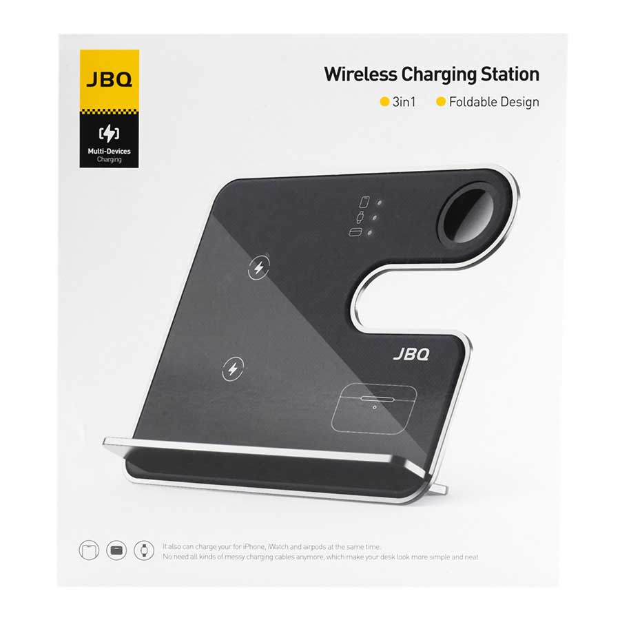 شارژر بی‌سیم جی بی کیو مدل WIC-04 15W 3-in-1