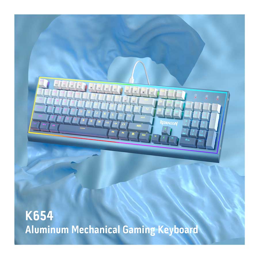 کیبورد گیمینگ باسیم ردراگون مدل K654 GWB RGB