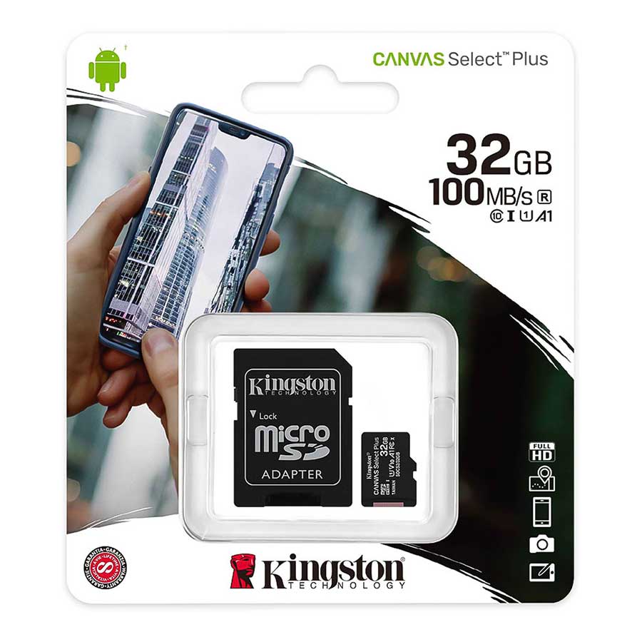 کارت حافظه MicroSDXC کینگستون مدل Canvas Select Plus UHS-I U1 A1 V10 32GB 100MB/s