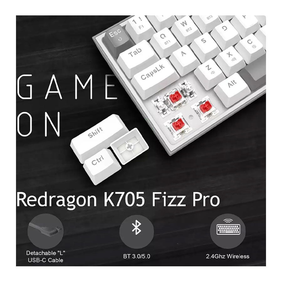 کیبورد گیمینگ بی‌سیم ردراگون مدل LENA PRO K705 RGB