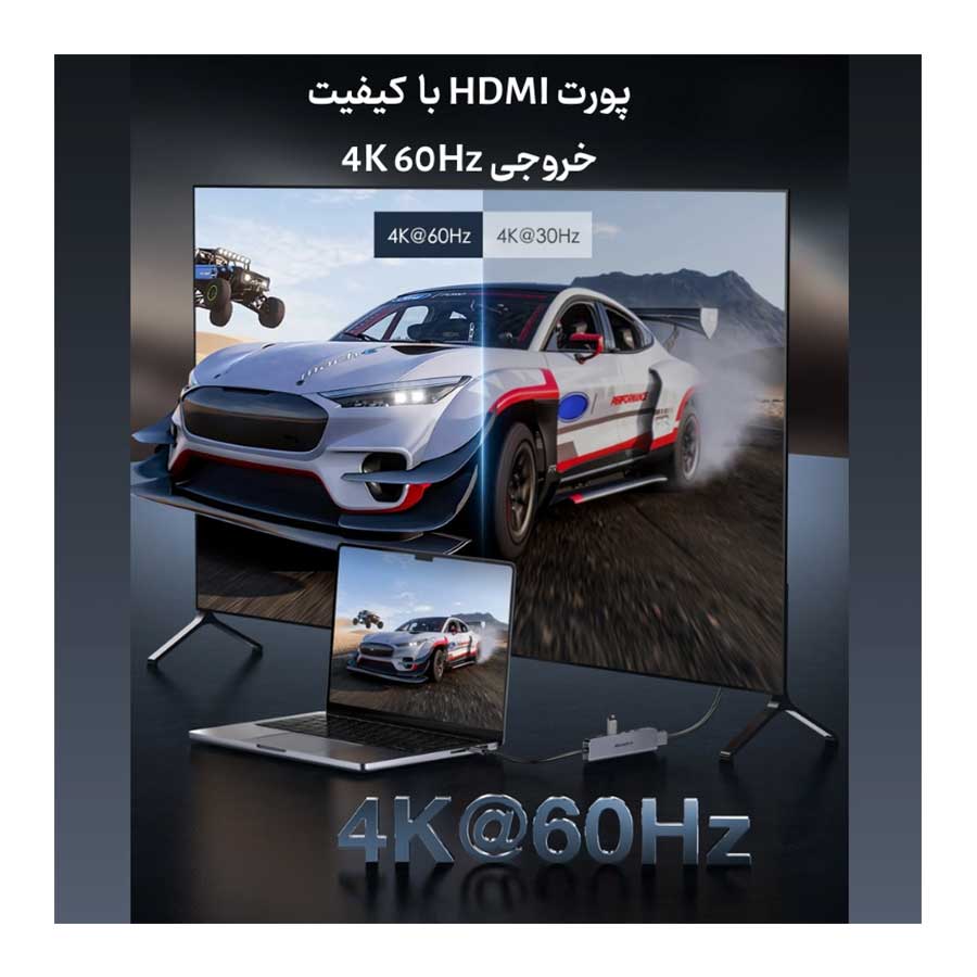 هاب و داک استیشن USB-C شش پورت لنشن مدل CE37
