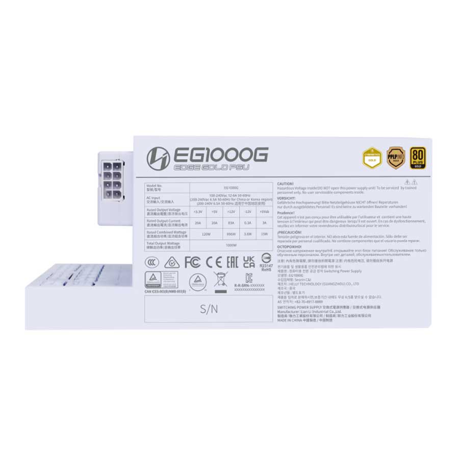 پاور کامپیوتر 1000 وات تمام ماژولار لیان لی مدل EDGE GOLD White