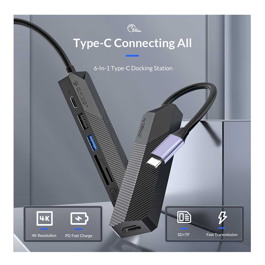 هاب USB-C پنج پورت اوریکو مدل MDK-5P-BK-BP