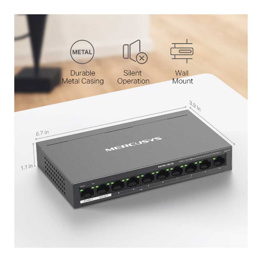 سوییچ 10 پورت گیگابیت و PoE مرکوسیس مدل MS110P