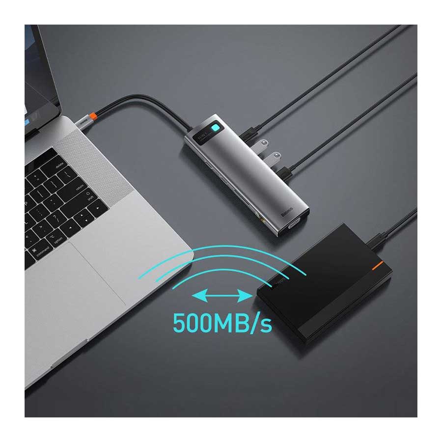 هاب USB-C یازده پورت باسئوس مدل Metal Gleam CAHUB-CT0G