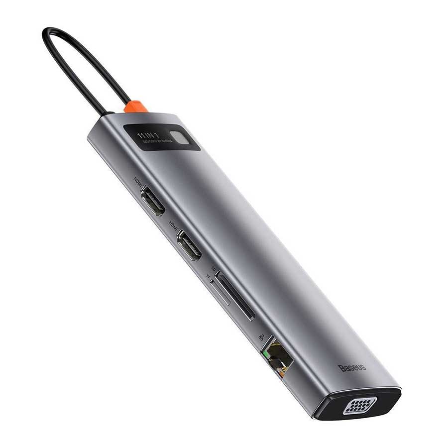 هاب USB-C یازده پورت باسئوس مدل Metal Gleam CAHUB-CT0G