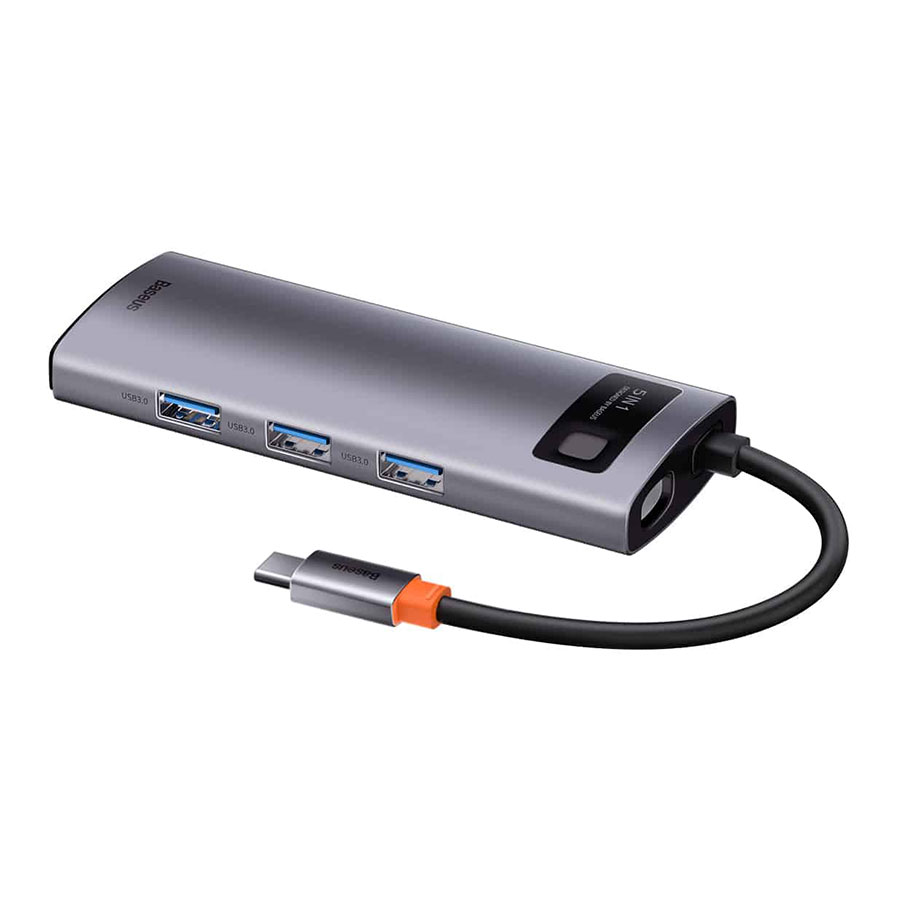 هاب USB-C پنج پورت باسئوس مدل Metal Gleam CAHUB-CX0G