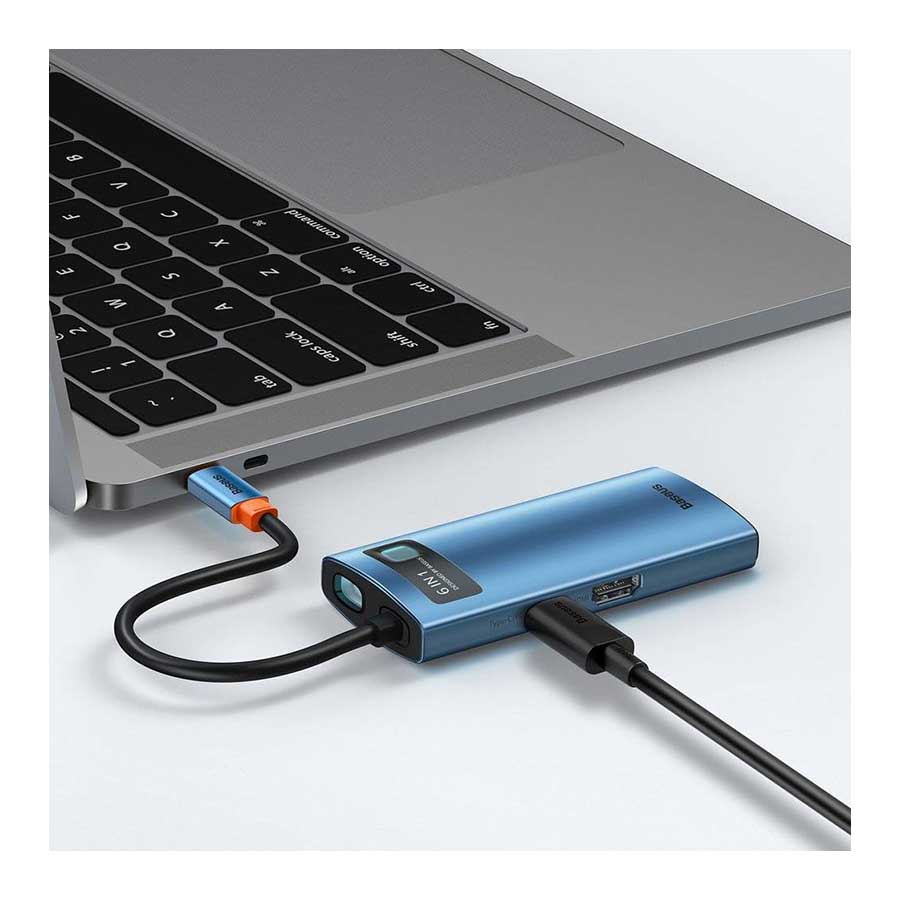 هاب USB-C شش پورت باسئوس مدل Metal Gleam WKWG000003