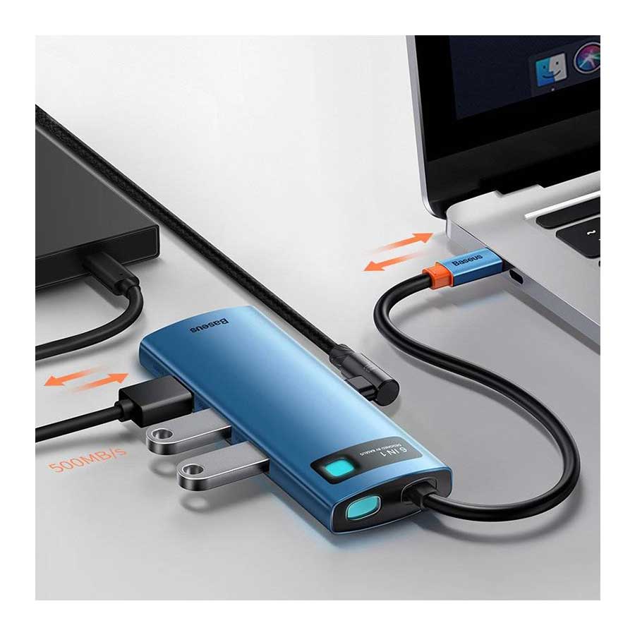 هاب USB-C شش پورت باسئوس مدل Metal Gleam WKWG000003