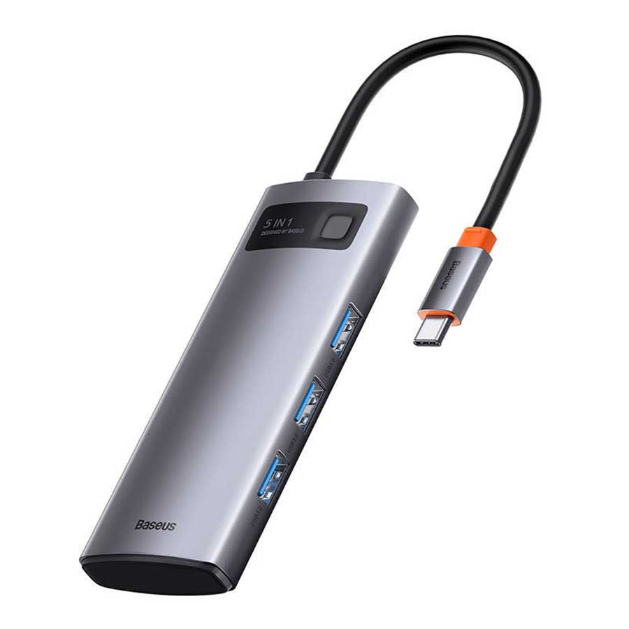 هاب USB-C پنج پورت باسئوس مدل Metal Gleam WKWG020013