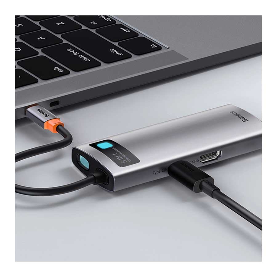 هاب USB-C پنج پورت باسئوس مدل Metal Gleam WKWG020013