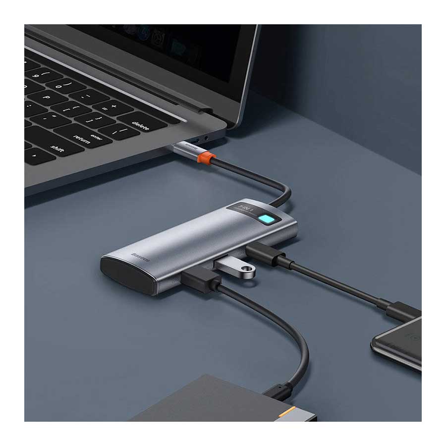 هاب USB-C هفت پورت باسئوس مدل Metal Gleam WKWG020113