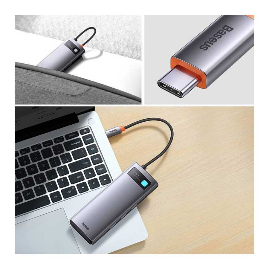 هاب USB-C شش پورت باسئوس مدل Metal Gleam WKWG030013