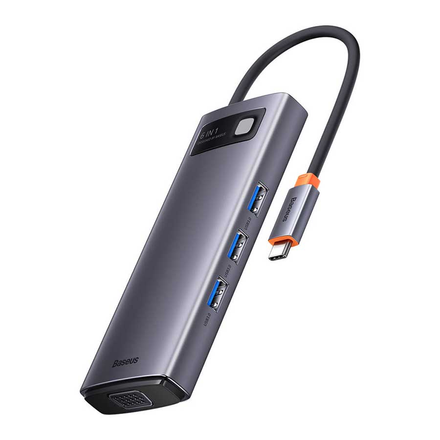 هاب USB-C شش پورت باسئوس مدل Metal Gleam WKWG030013