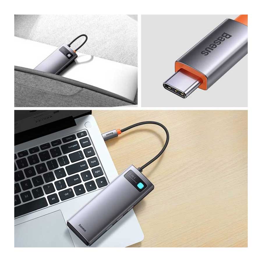 هاب USB-C هشت پورت باسئوس مدل Metal Gleam WKWG050013