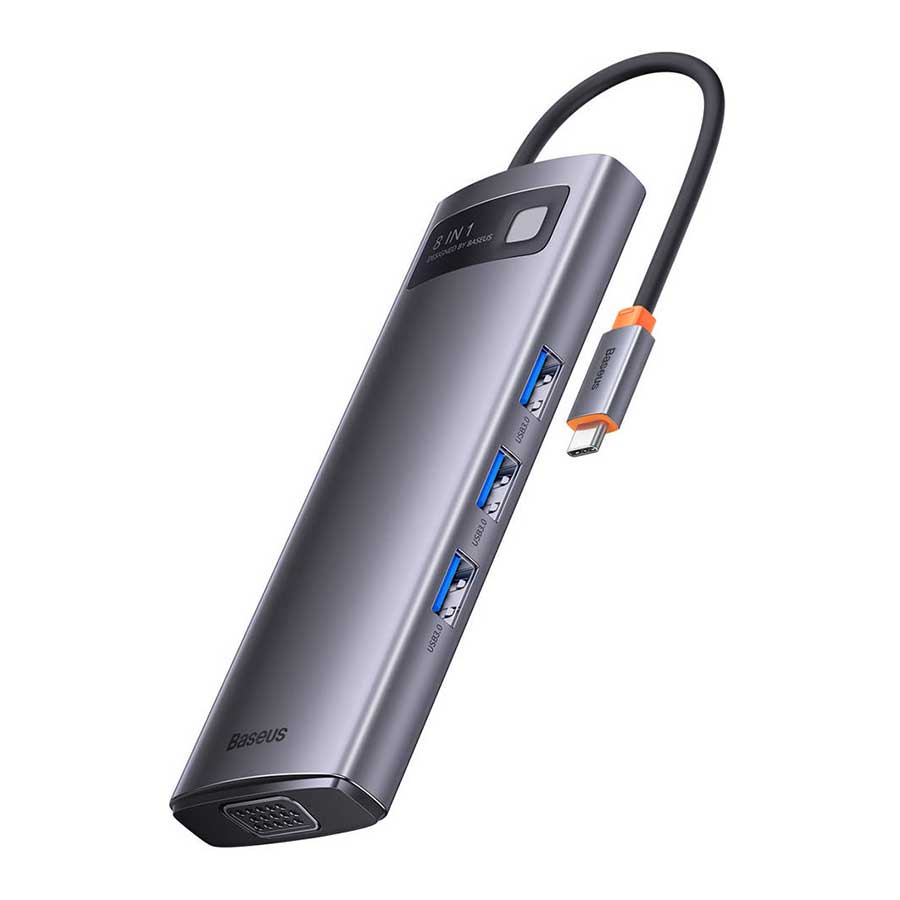 هاب USB-C هشت پورت باسئوس مدل Metal Gleam WKWG050013