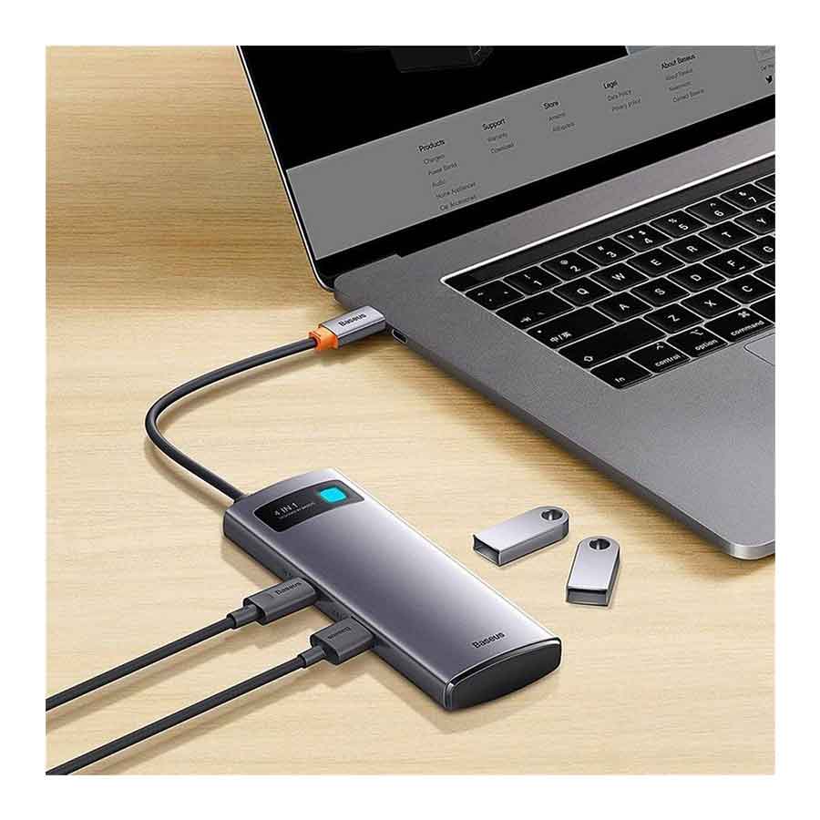 هاب USB-C چهار پورت باسئوس مدل Metal Gleam WKWG070013