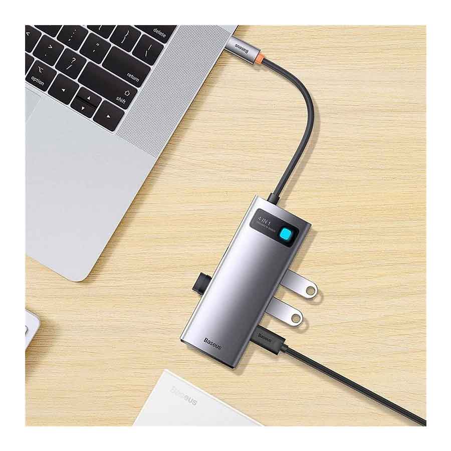 هاب USB-C چهار پورت باسئوس مدل Metal Gleam WKWG070013