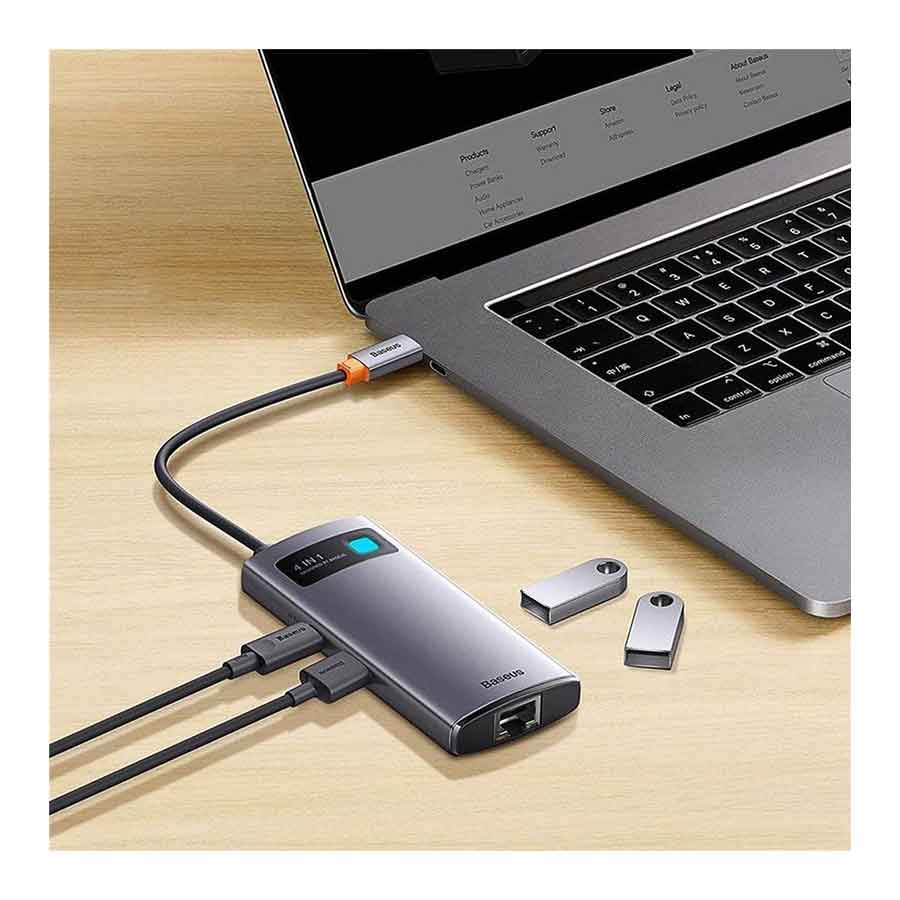 هاب USB-C چهار پورت باسئوس مدل Metal Gleam WKWG070113