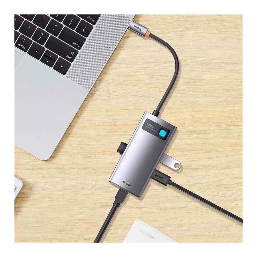 هاب USB-C چهار پورت باسئوس مدل Metal Gleam WKWG070113