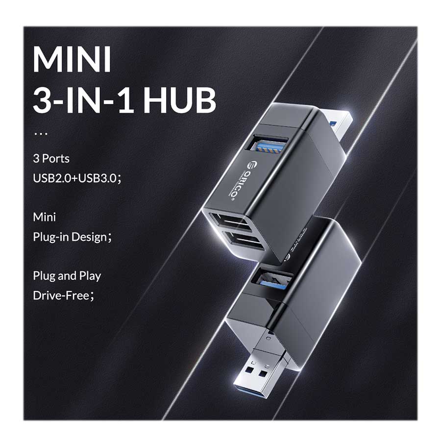 هاب USB 3.0 سه پورت اوریکو مدل MINI-U32L-BK-BP