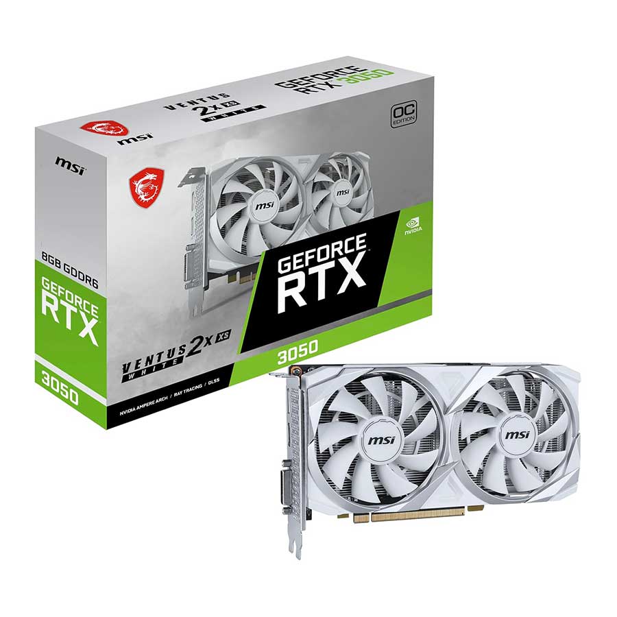 کارت گرافیک ام اس آی مدل GeForce RTX 3050 VENTUS 2X XS 8G OC WHITE GDDR6