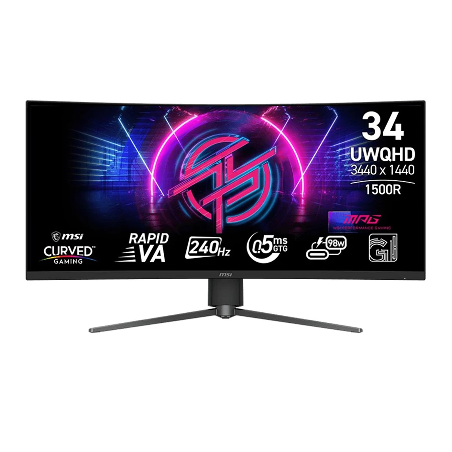 MSI MPG 346CQRF X24 34 Inch 240Hz Rapid VA UWQHD Curved Gaming Monitor مانیتور خمیده گیمینگ 34 اینچ ام اس آی