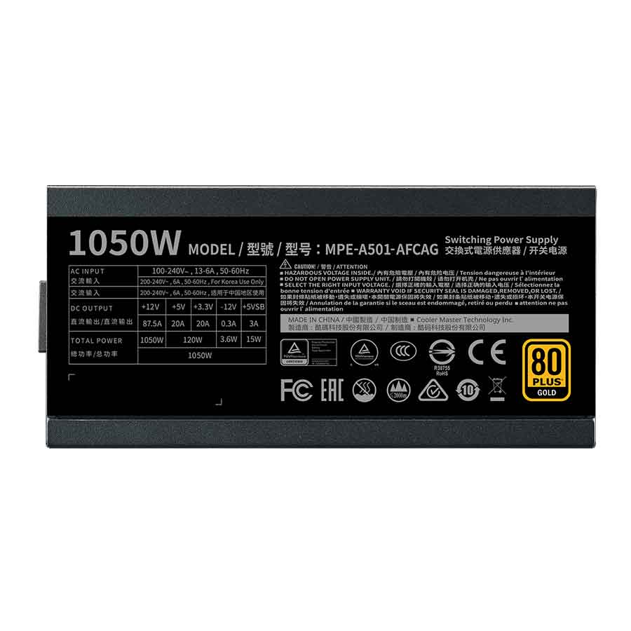 پاور کامپیوتر 1050 وات تمام ماژولار کولرمستر مدل MWE GOLD 1050 V2