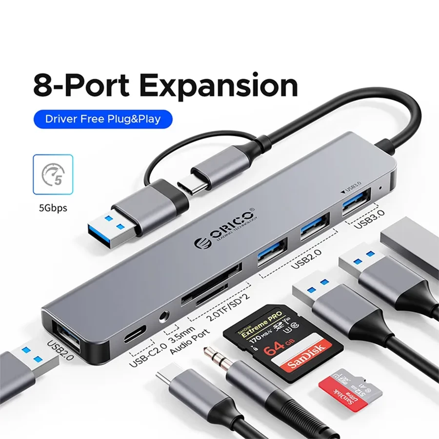 هاب هشت پورت USB-C اوریکو