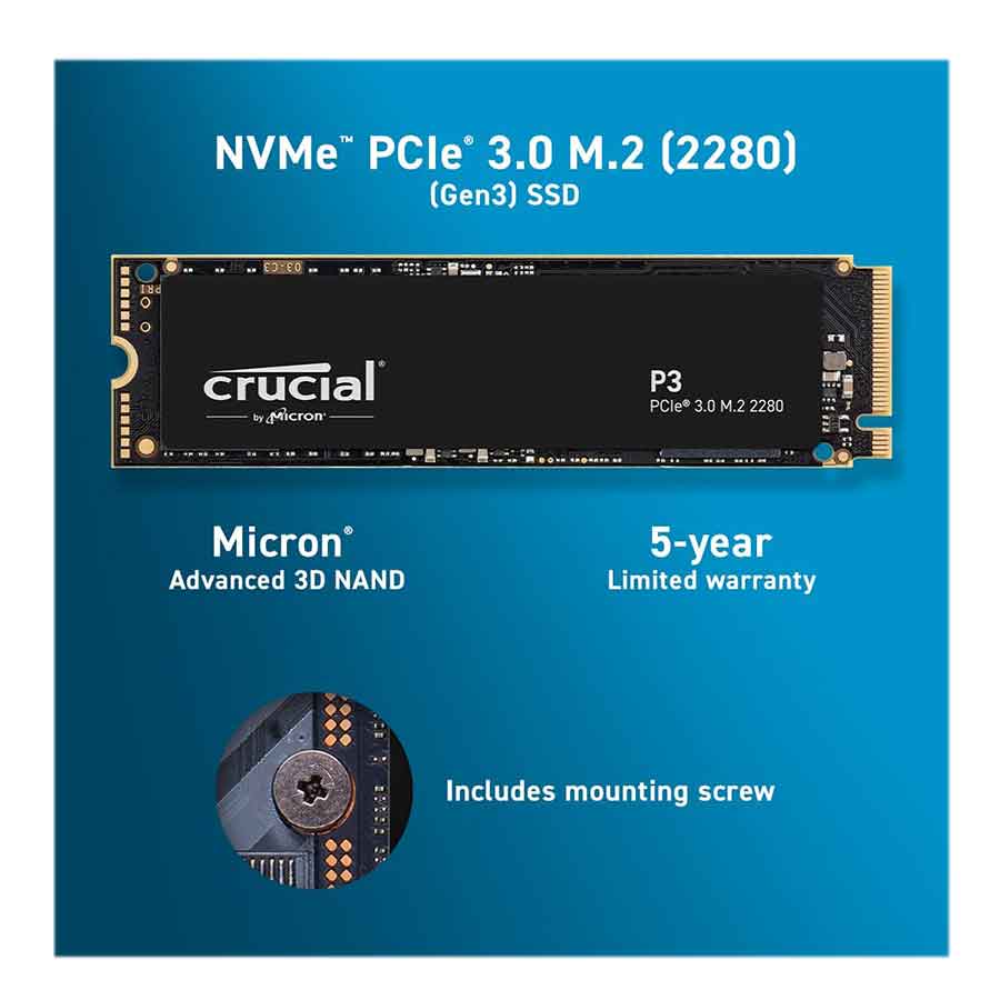 اس اس دی 1 ترابایت کروشیال مدل P3 PCIe M.2 2280