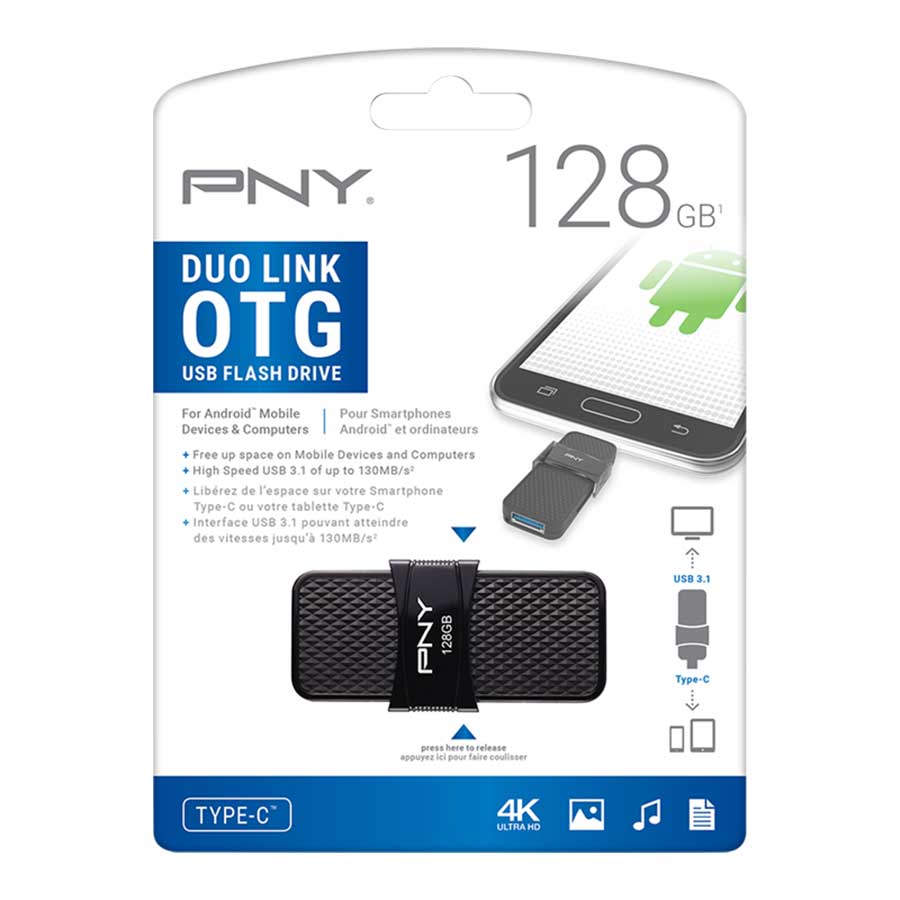 فلش مموری 128 گیگابایت USB 3.1 پی ان وای مدل DUO LINK