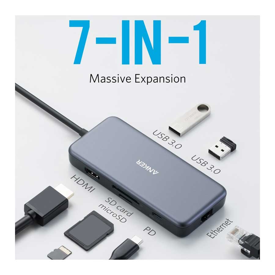 هاب USB-C هفت پورت انکر مدل PowerExpand+ A8352