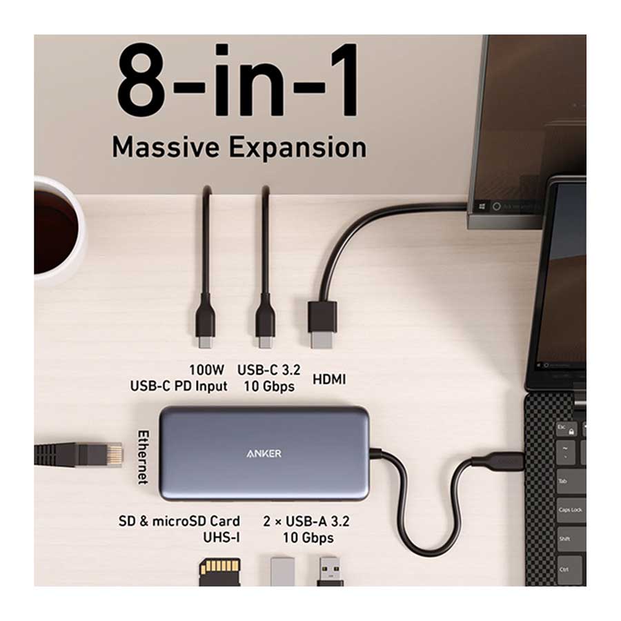 هاب USB-C هشت پورت انکر مدل PowerExpand A8383