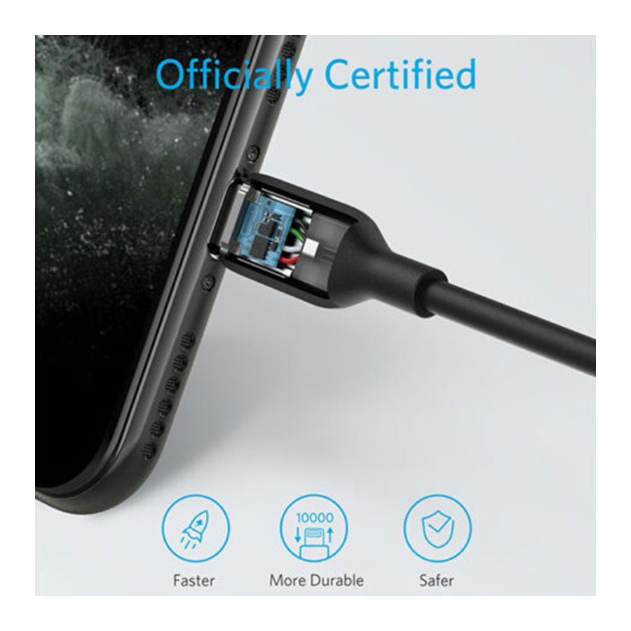 کابل 0.3 متری تبدیل USB-C به لایتنیگ انکر مدل PowerLine III A8831